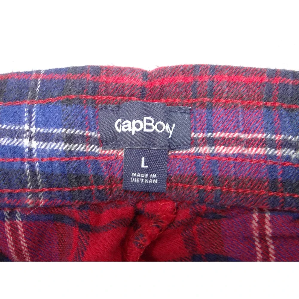 GapBody Mens Pajama Pants Large Red Blue Plaid Flannel Jogger Lounge Sleep